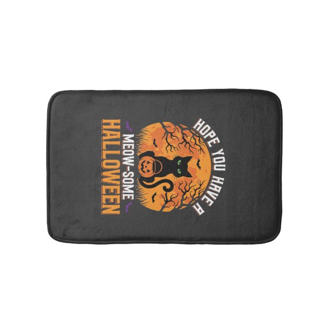Meow-Some Halloween Black Cat Bath Mat (Front)