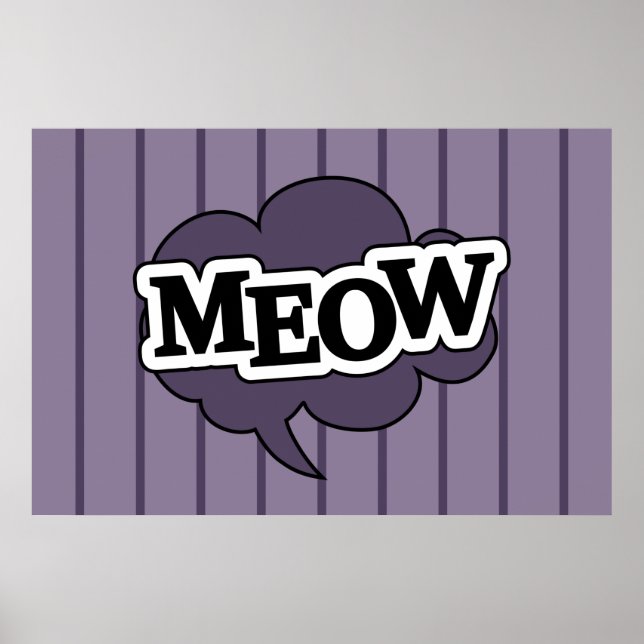 Meow speech bubble in purple poster (Front)