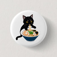 Meow-tastic Ramen Feast: Cute Cat Badge