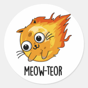 Meow-teor Funny Meteor Pun Classic Round Sticker