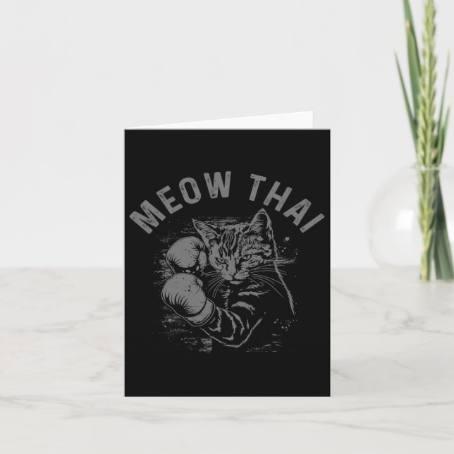 Meow Thai Funny Muay Thai Boxing Cat Martial Arts  Card (Front)