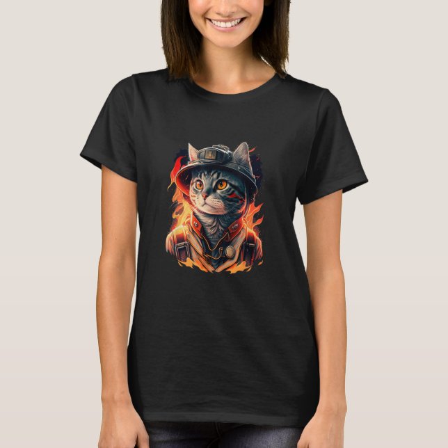 Meow to the Rescue Cat Firefighter Design for Anim T-Shirt (Front)