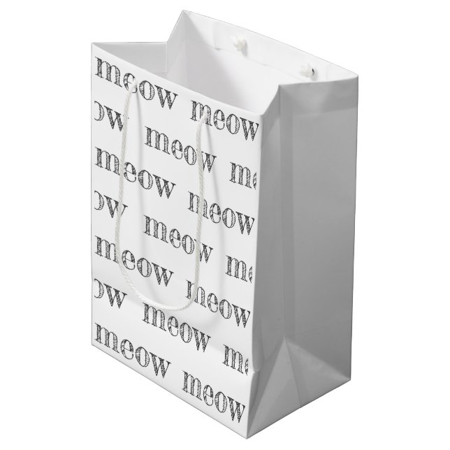 meow typography cat modern pet paws fun medium gift bag (Front Angled)