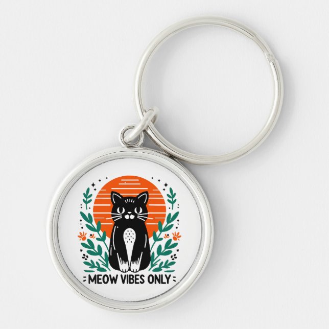 meow vibes only key ring (Front)