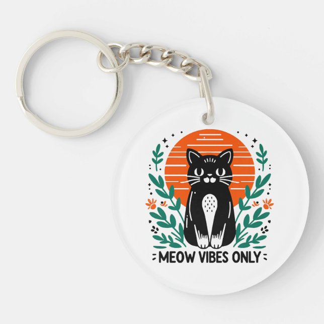 meow vibes only key ring (Front)