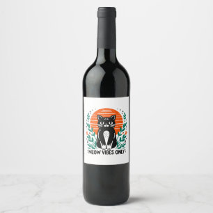 meow vibes only wine label