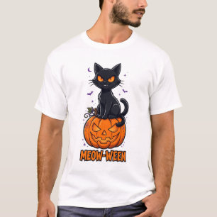 Meow-Ween Black Cat Halloween T-Shirt