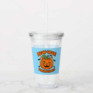 Meow Ween Pumpkin Purrfect Cute Cat Halloween T-Sh Acrylic Tumbler