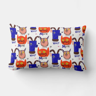 Meow Woof Doodle Pillow