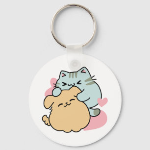 Meow & Woof Perfect Together - Cute Cat and Dog Key Ring