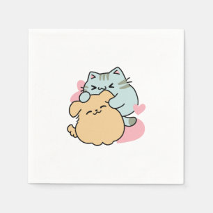 Meow & Woof Perfect Together - Cute Cat and Dog Napkin