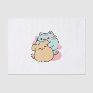 Meow & Woof Perfect Together - Cute Cat and Dog Tissue Paper