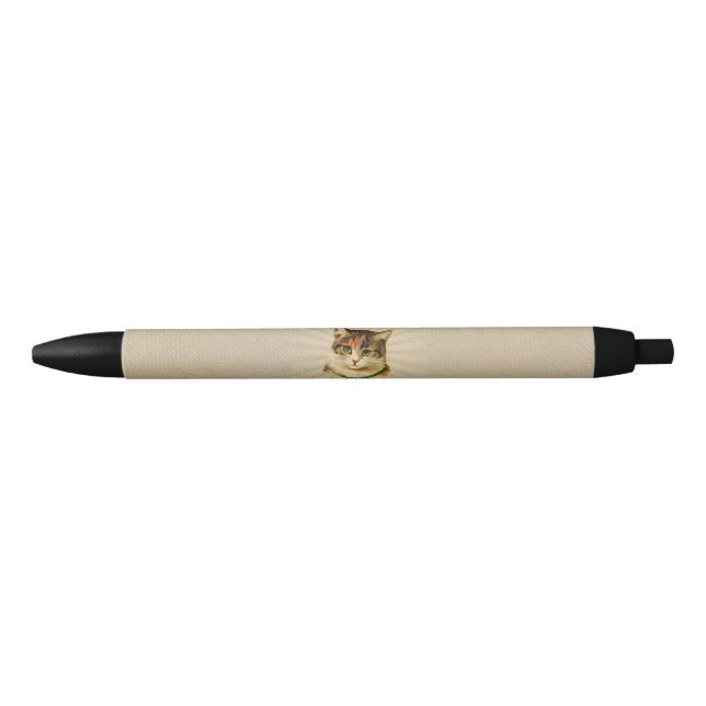 Meow-y Christmas, Cute Funny Holiday Cat Animal Black Ink Pen (Front)