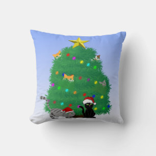 Meow-y Christmas Throw Pillow