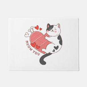 Meow You Cute Cat Valentine's Day Doormat