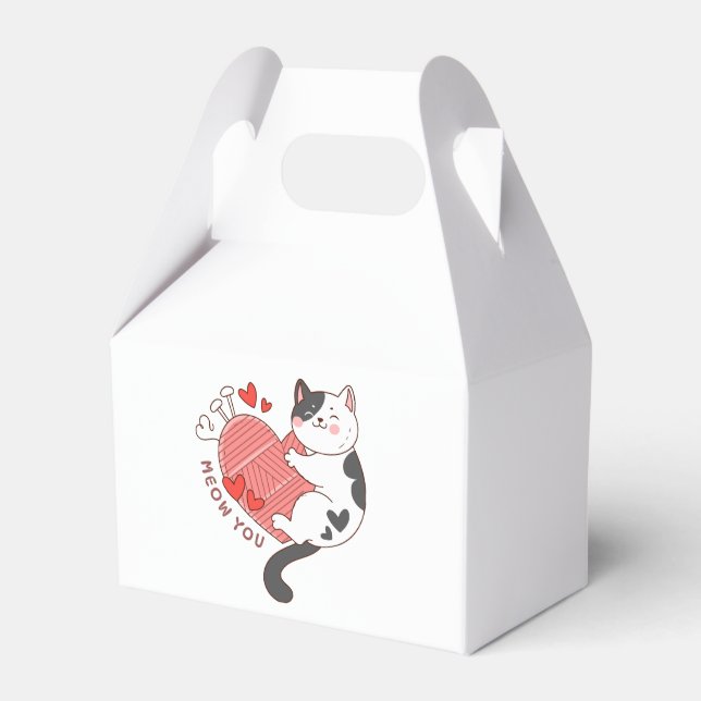 Meow You Cute Cat Valentine's Day Favour Box (Front Side)