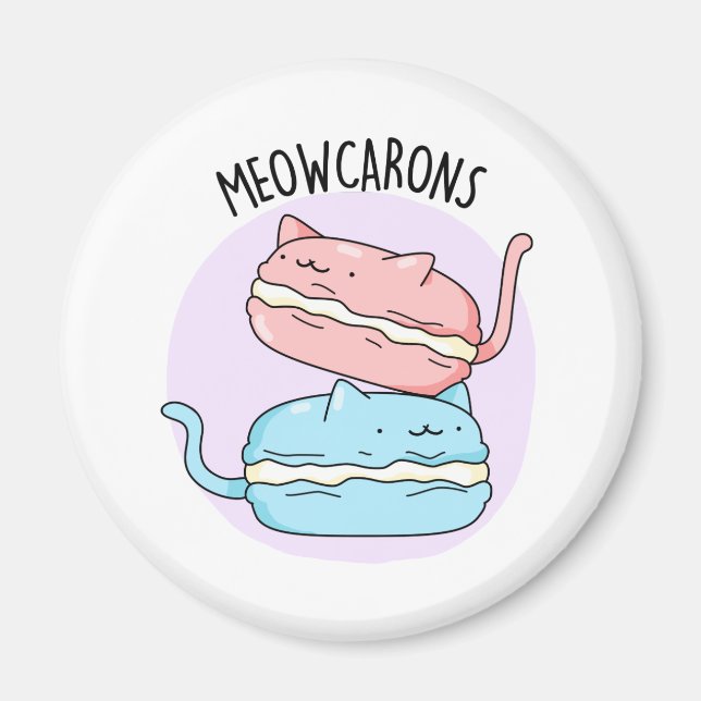 Meowcarons Funny Macaron Pun Magnet (Front)