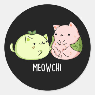 Meowchi Funny Mochi Pun Dark BG Classic Round Sticker