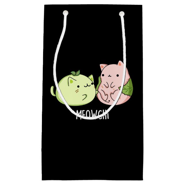 Meowchi Funny Mochi Pun Dark BG Small Gift Bag (Front)