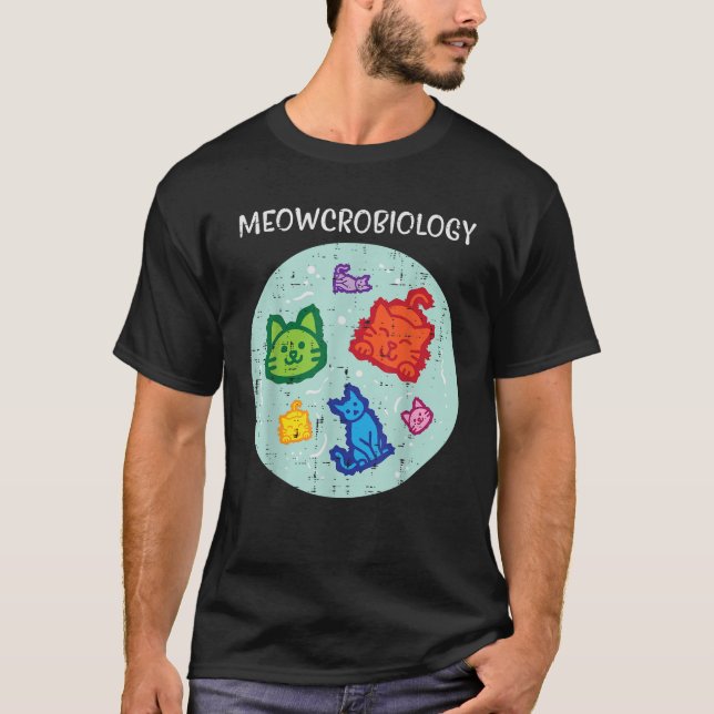 Meowcrobiology Cat Microbiology Funny Science Men  T-Shirt (Front)