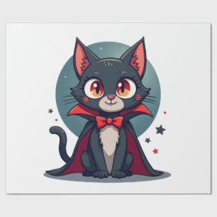 Meowcula Funny Cat Vampire Dracula Halloween Wrapping Paper