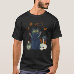Meowcula Funny Halloween Cat Vampire Dracula Costu T-Shirt