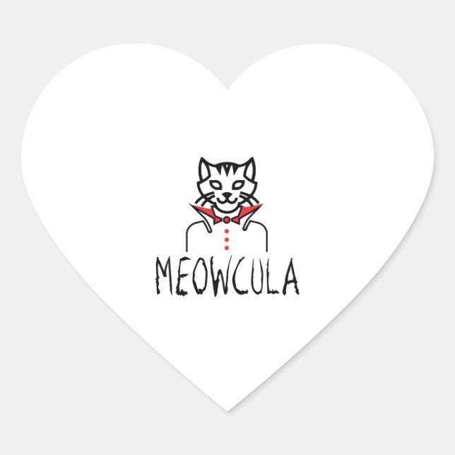 Meowcula Halloween Heart Sticker (Front)