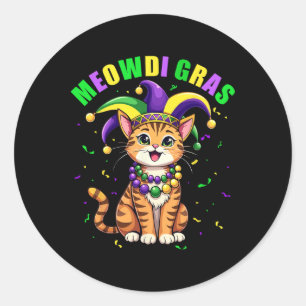 Meowdi Gras Mardi Gras Cat Lover New Orleans Louis Classic Round Sticker