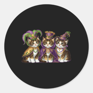 Meowdi Gras Mardi Gras Cat Lover New Orleans Louis Classic Round Sticker