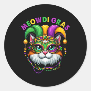Meowdi Gras Mardi Gras Cat Lover New Orleans Louis Classic Round Sticker