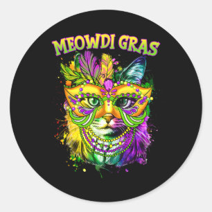 Meowdi Gras Mardi Gras Cat Lover New Orleans Louis Classic Round Sticker