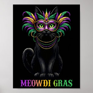 Meowdi Gras Mardi Gras Cat Lover New Orleans Louis Poster