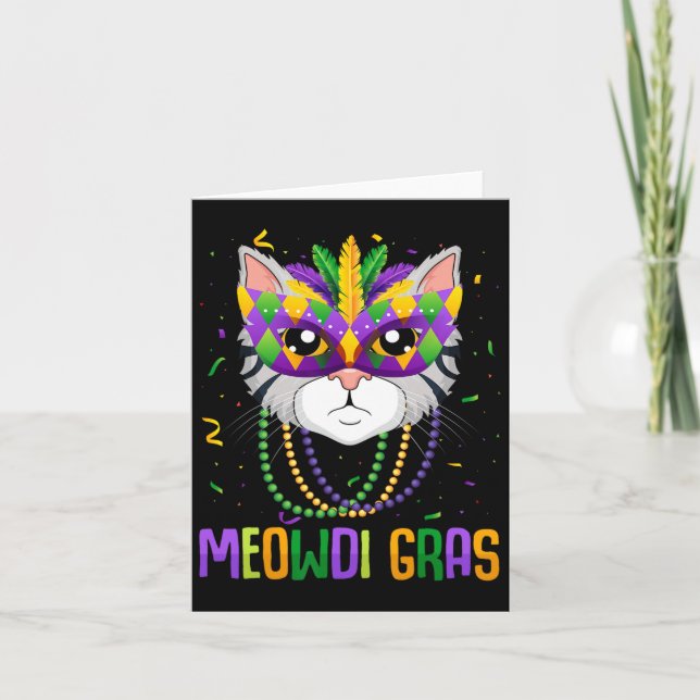 Meowdi Gras Mardi Gras Parade Carnaval  Card (Front)