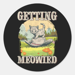 Meowdy Bachelorette Party Cowgirl Cowboy Cat Brida Classic Round Sticker