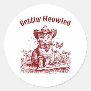 Meowdy Bachelorette Party Cowgirl Cowboy Cat Brida Classic Round Sticker