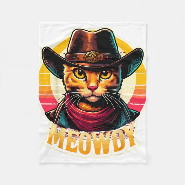 Meowdy Bachelorette Party Cowgirl Cowboy Cat Brida Fleece Blanket (Front)