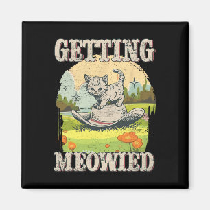 Meowdy Bachelorette Party Cowgirl Cowboy Cat Brida Magnet