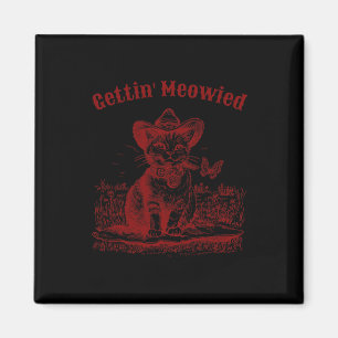 Meowdy Bachelorette Party Cowgirl Cowboy Cat Brida Magnet
