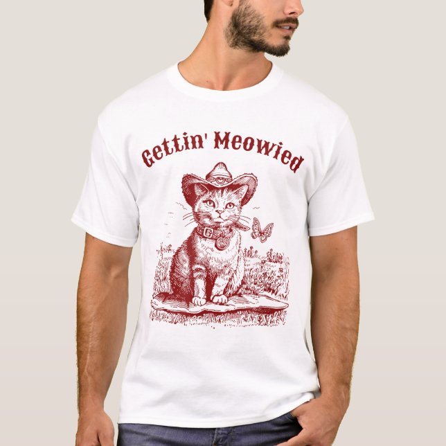 Meowdy Bachelorette Party Cowgirl Cowboy Cat  T-Shirt (Front)