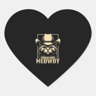 Meowdy Cat Cowboy Cowgirl Meow Howdy Halloween Cos Heart Sticker