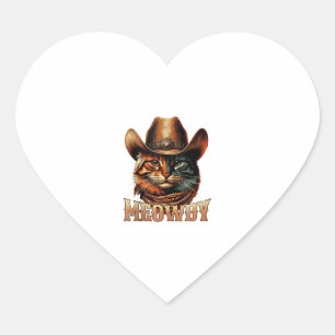 Meowdy Cat Cowboy Cowgirl Meow Howdy Halloween Cos Heart Sticker