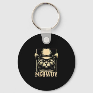 Meowdy Cat Cowboy Cowgirl Meow Howdy Halloween Cos Key Ring