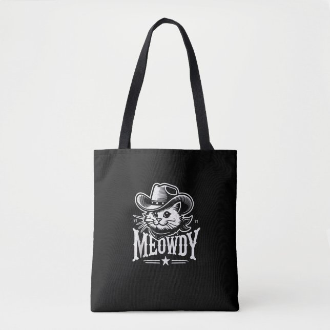 Meowdy Cat Cowboy Cowgirl Meow Howdy Halloween Cos Tote Bag (Front)