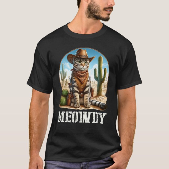 Meowdy Cat Howdy Western Kitten T-Shirt (Front)