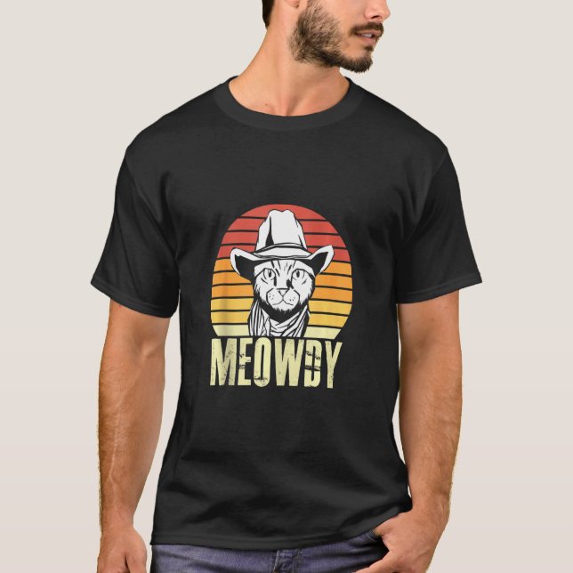 Meowdy  Cat Retro Texas T-Shirt (Front)