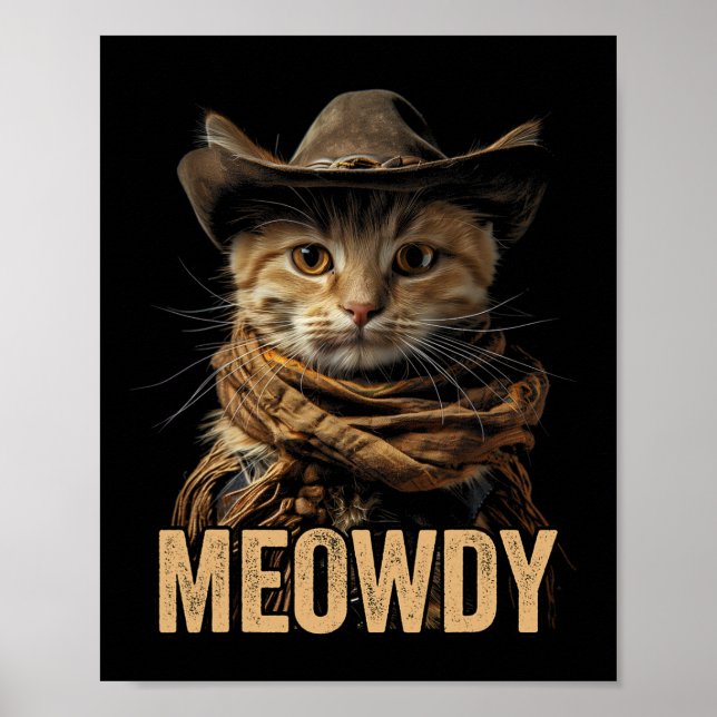 Meowdy Cat Shirt Meowdy Cowboy Cat Country Western Poster (Front)
