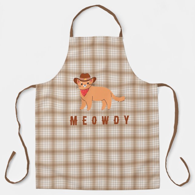 Meowdy Cowboy Cat Dad Father's Day Grilling Apron (Front)