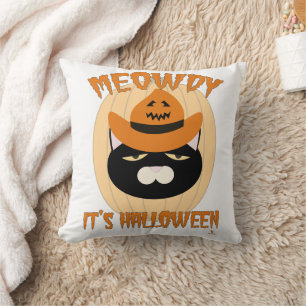 Meowdy Cowboy Cat Halloween Fun Cushion