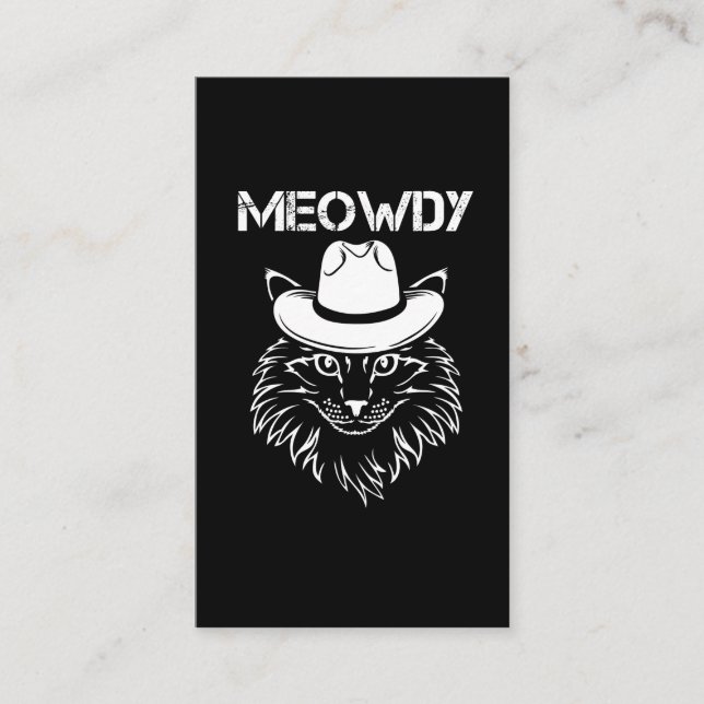 Meowdy Cowboy Cat Kitten Howdy Western Animal Meme Business Card (Front)