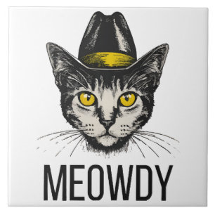 Meowdy Funny Cat Ceramic Tile